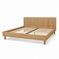 Lit plateforme Japandi effet chêne naturel avec tête de lit 160x200 cm