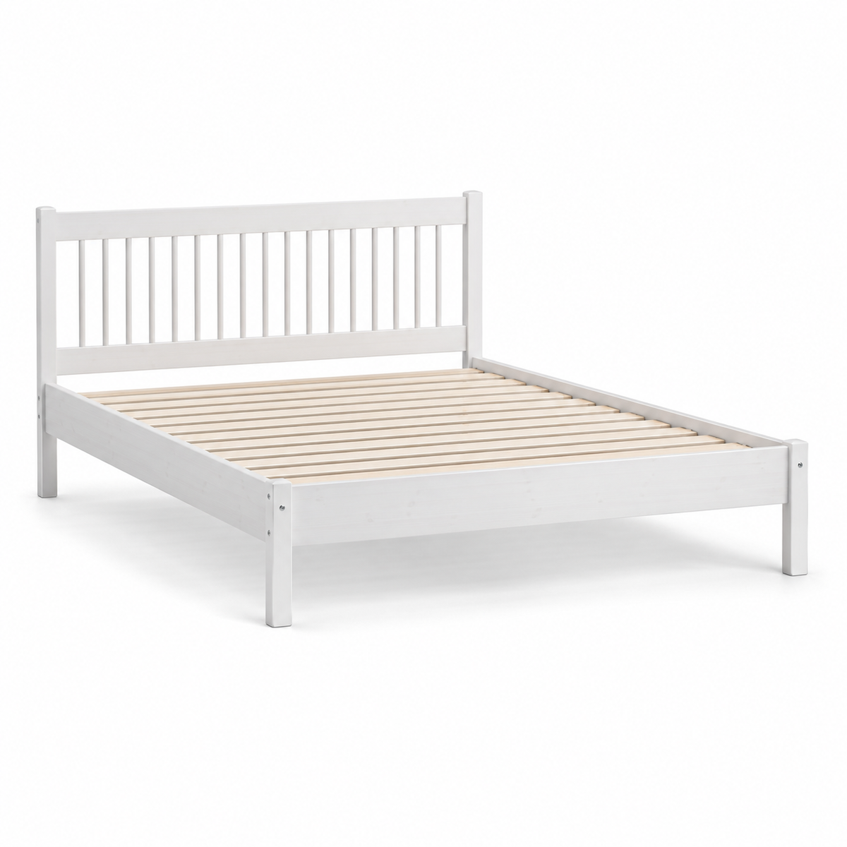 Lit scandinave en pin massif coloris blanc mat 140x190 cm