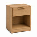Table de chevet Japandi effet chêne naturel avec niche ouverte 40x35x50 cm