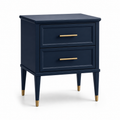 Table de chevet élégante coloris bleu nuit avec détail laiton 45x38x56 cm