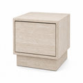 Table de chevet contemporaine effet travertin clair 44x38x52 cm