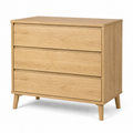 Commode scandinave effet chêne clair à trois tiroirs 90x42x80 cm