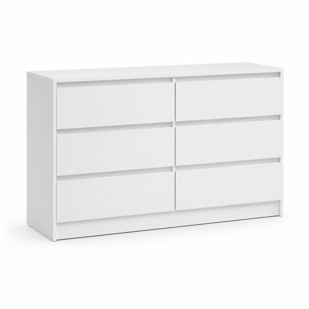 Commode contemporaine coloris blanc mat à six tiroirs 120x42x78 cm