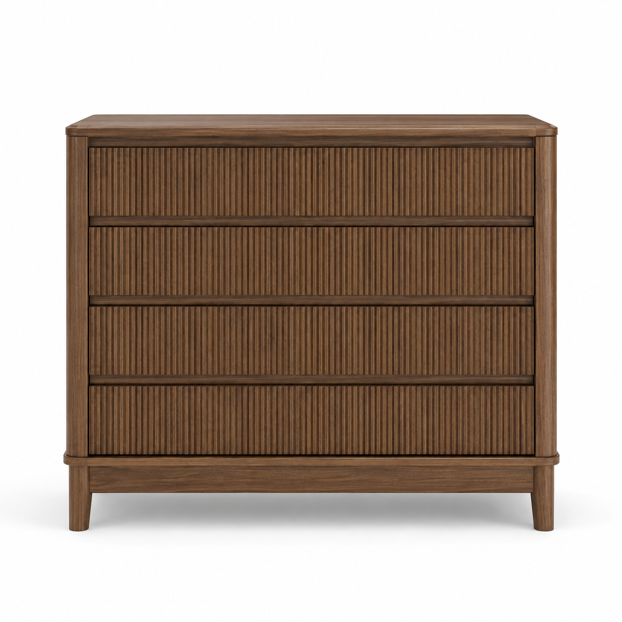 Commode Japandi effet noyer à quatre tiroirs 100x45x85 cm