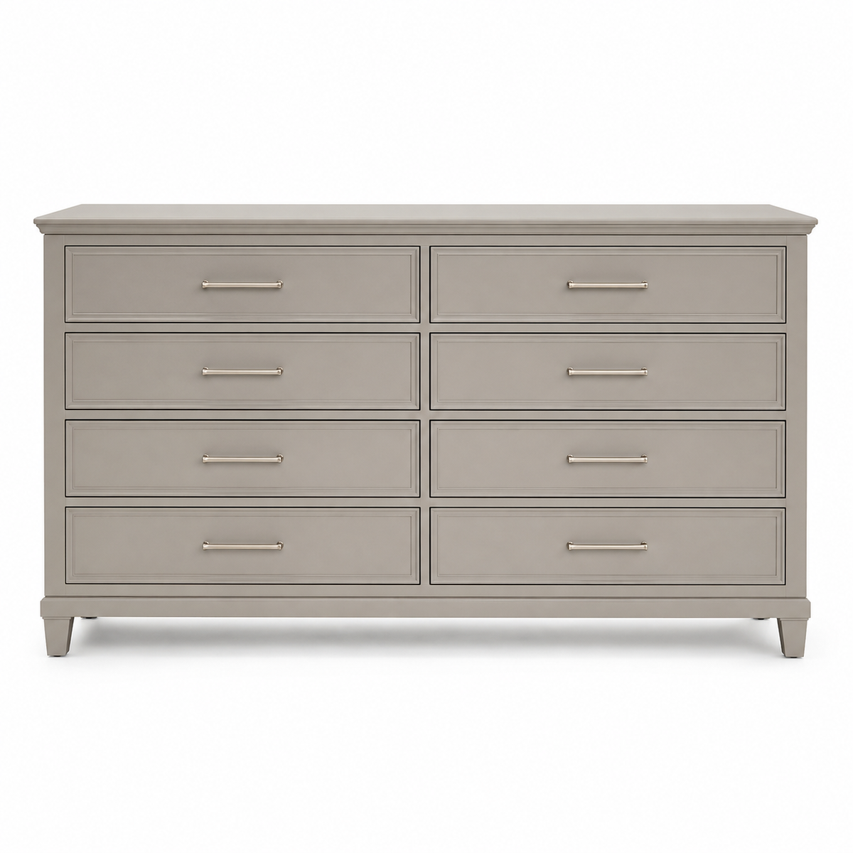 Commode large style hôtel coloris greige à huit tiroirs 150x45x82 cm
