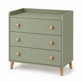 Commode compacte coloris vert sauge à trois tiroirs 80x40x78 cm