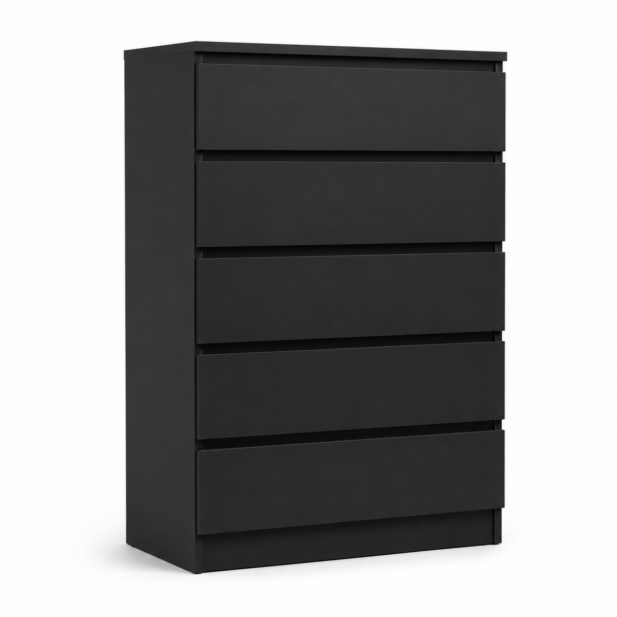 Commode minimaliste coloris noir mat à cinq tiroirs 90x42x110 cm