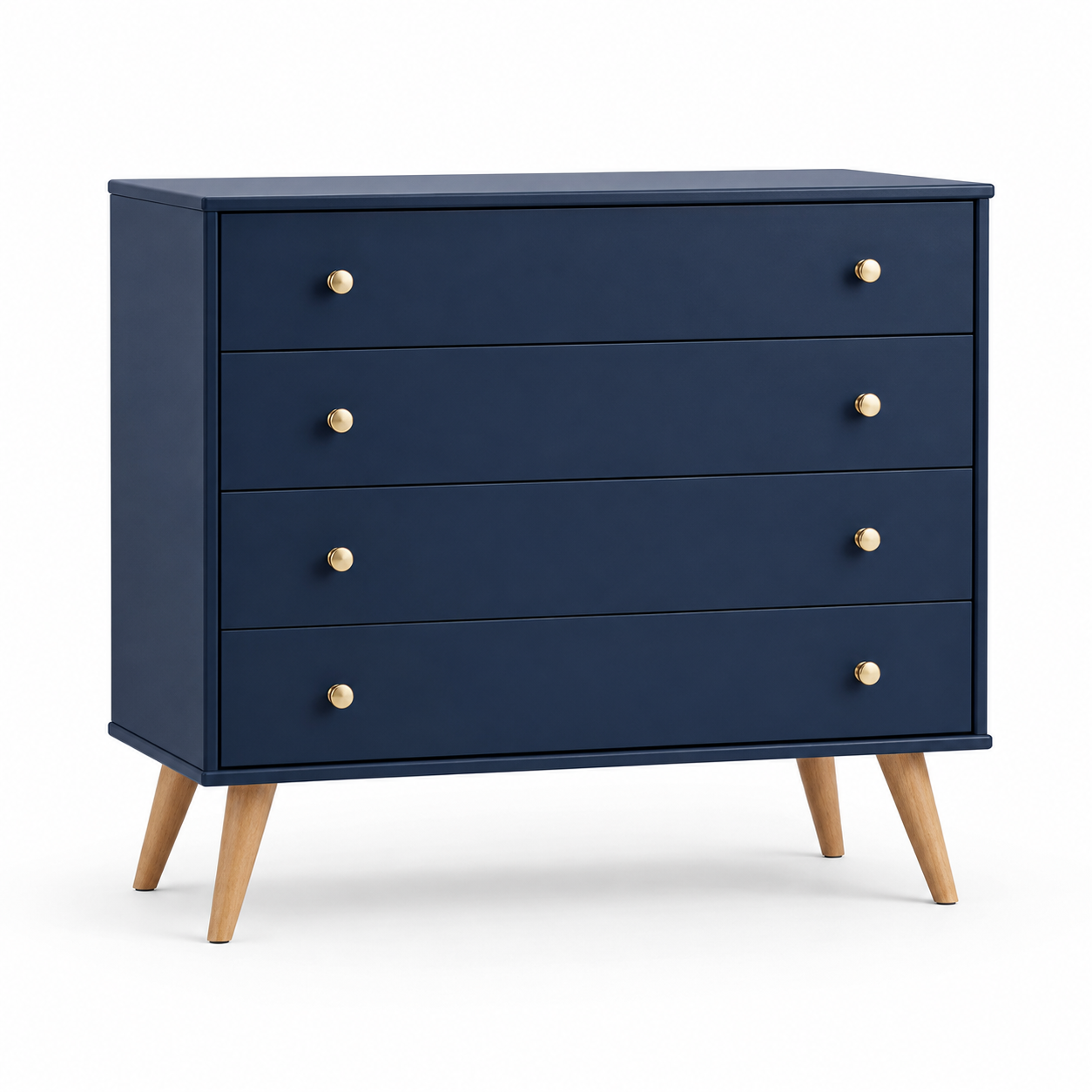 Commode rétro coloris bleu nuit avec pieds compas 100x43x82 cm