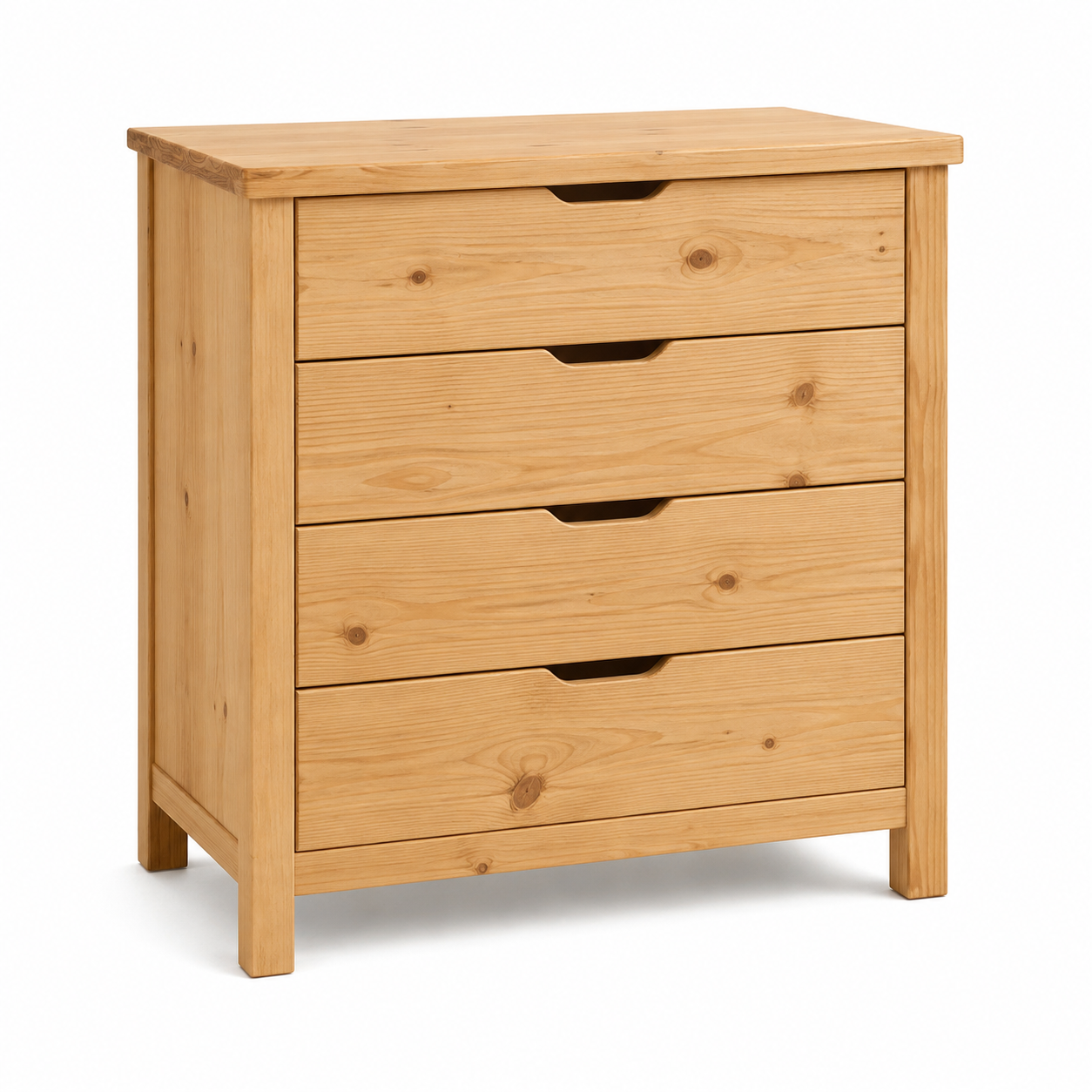 Commode naturelle en pin massif à quatre tiroirs 95x45x88 cm