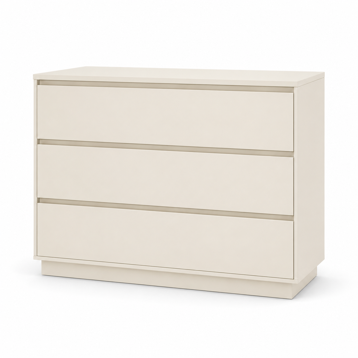 Commode moderne coloris ivoire à trois tiroirs larges 110x45x79 cm