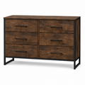 Commode industrielle effet chêne fumé et métal noir 120x42x84 cm