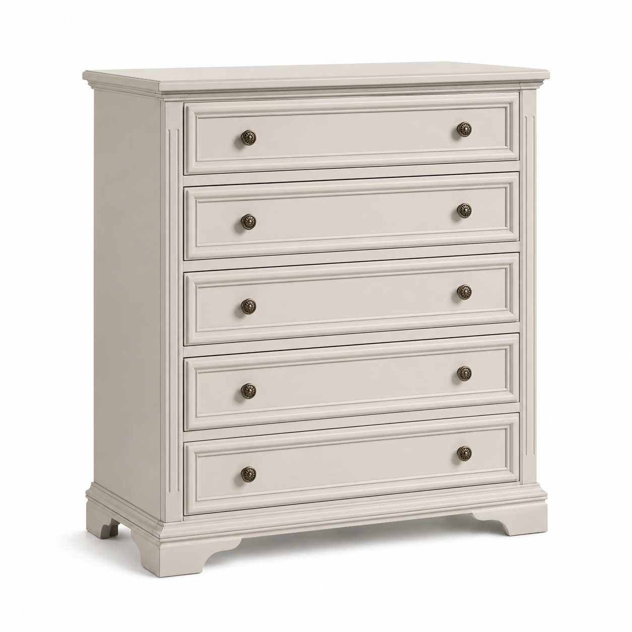 Commode classique coloris lin avec moulures à cinq tiroirs 105x45x95 cm