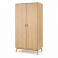 Armoire scandinave effet chêne clair à deux portes 100x55x190 cm