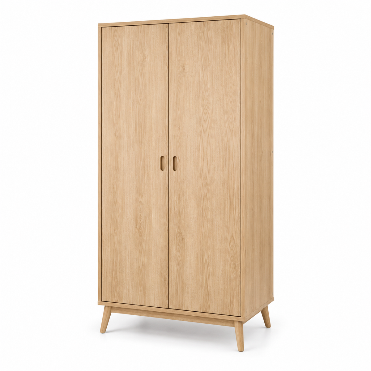 Armoire scandinave effet chêne clair à deux portes 100x55x190 cm