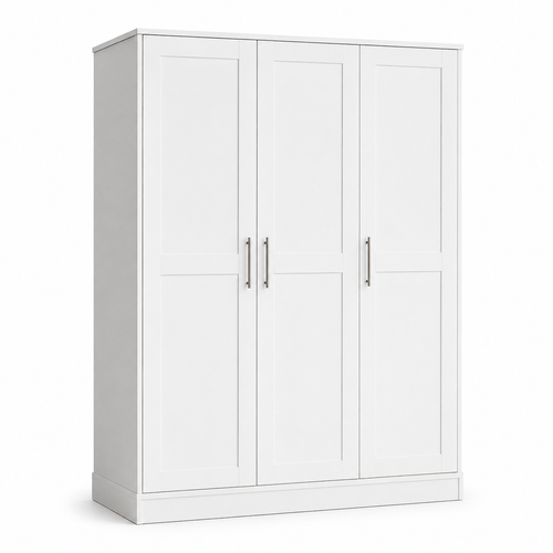 Armoire contemporaine coloris blanc mat à trois portes 150x58x200 cm