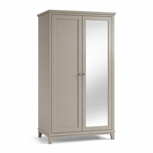 Armoire avec miroir coloris greige à deux portes 110x58x195 cm