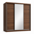 Armoire coulissante effet noyer et miroir 200x62x215 cm