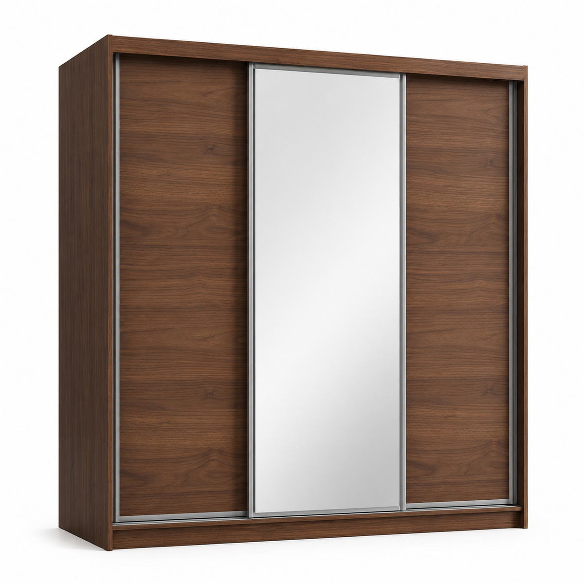 Armoire coulissante effet noyer et miroir 200x62x215 cm