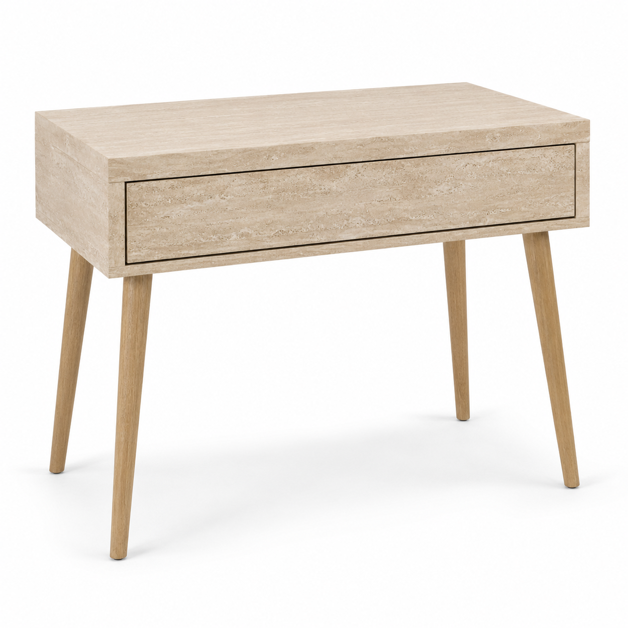 Coiffeuse effet travertin clair avec tiroir central 100x45x76 cm