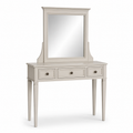 Coiffeuse classique coloris lin avec miroir rectangulaire 100x45x142 cm