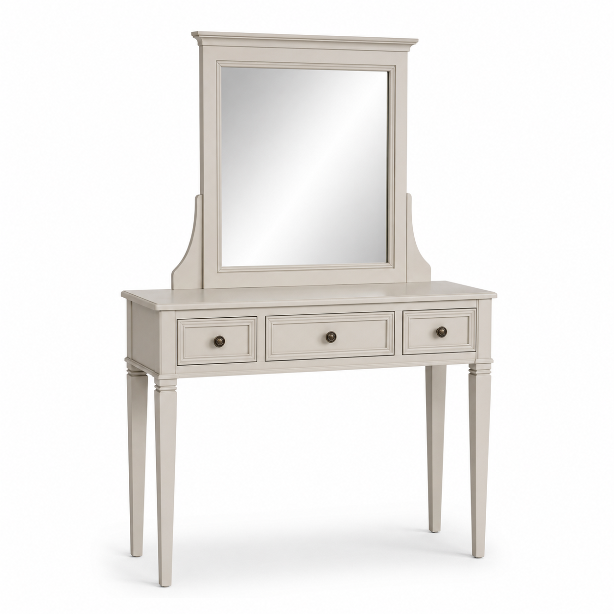 Coiffeuse classique coloris lin avec miroir rectangulaire 100x45x142 cm